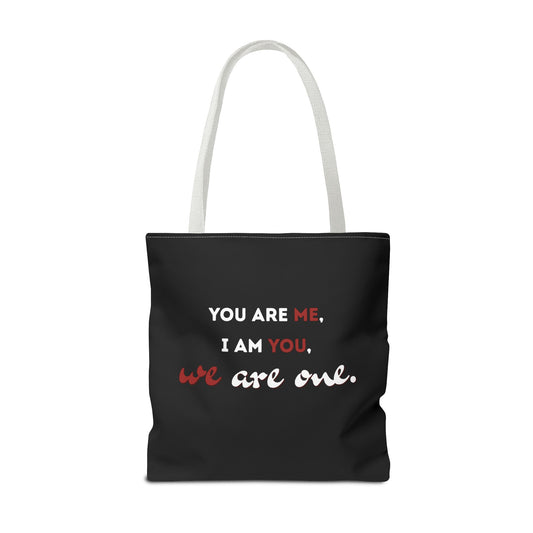 We are ONE Eco- Friendly Black Tote Bag with White Handle