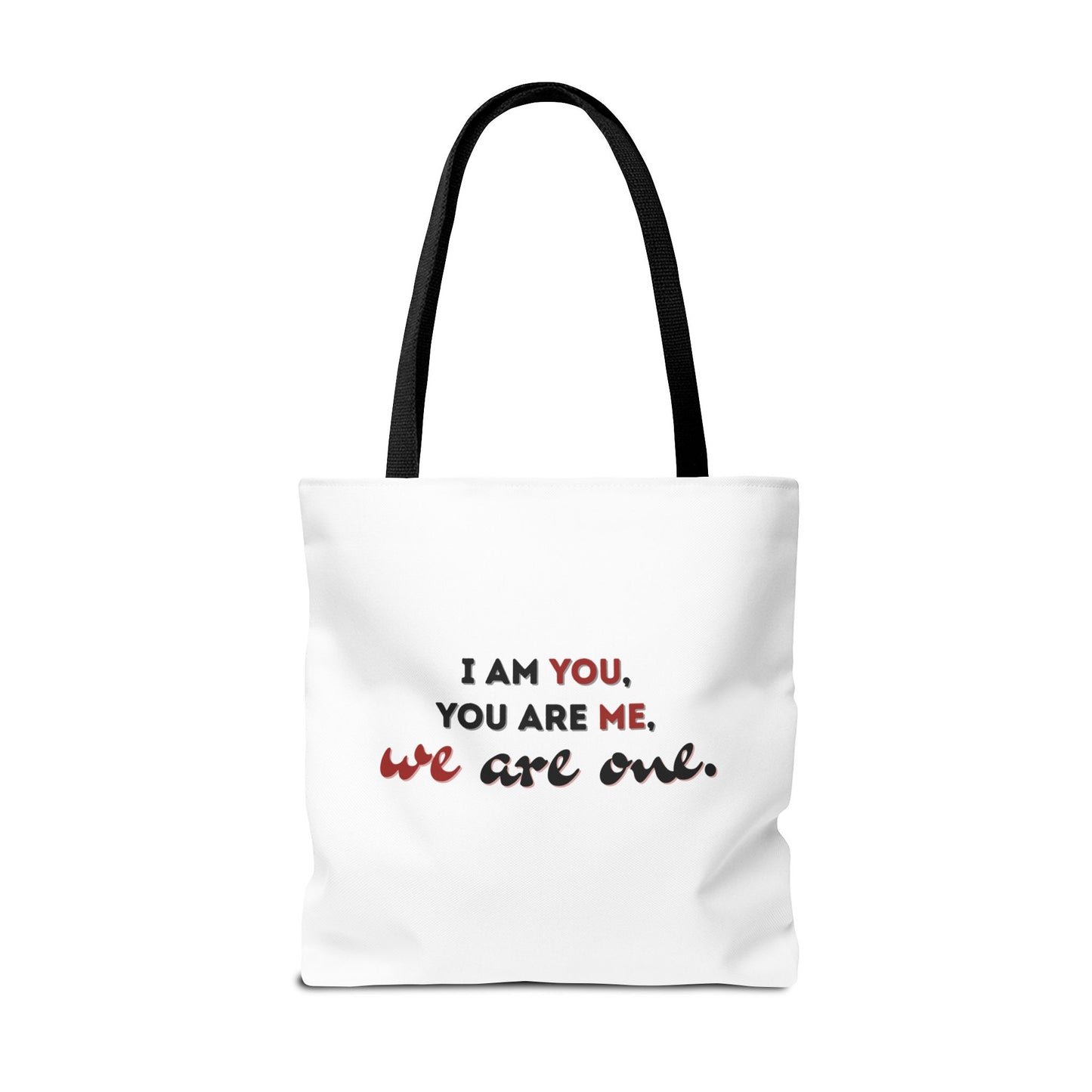 We are ONE Eco- Friendly White Tote Bag with Black Handle