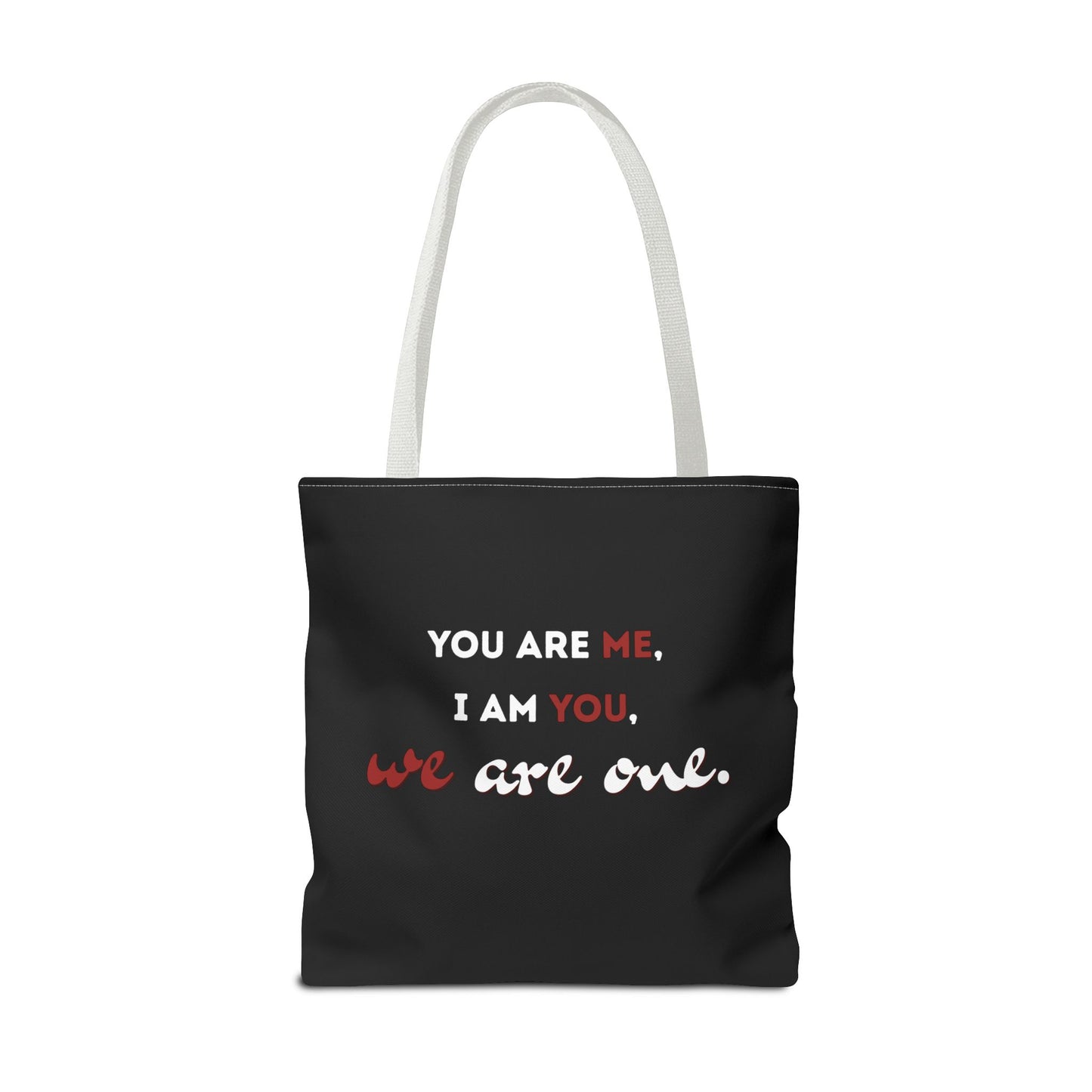 We are ONE Eco- Friendly Black Tote Bag with White Handle
